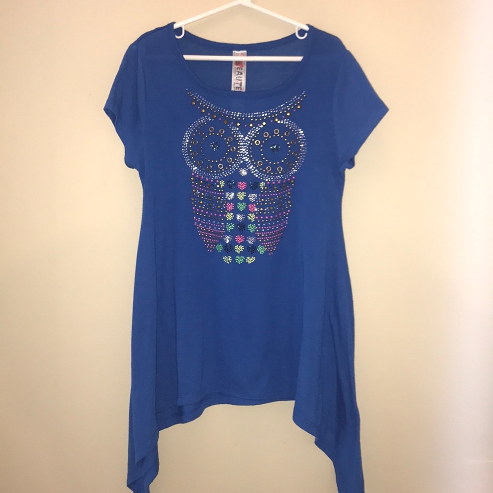 Girls Owl Shark Teeth Top